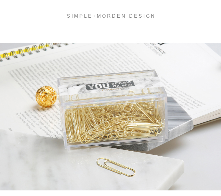 70pcs 50mm Metal Paper Clips U Type Gold Bookmark Clips in Clear Clip Holder the Office & School Supplies Stationery Accessories