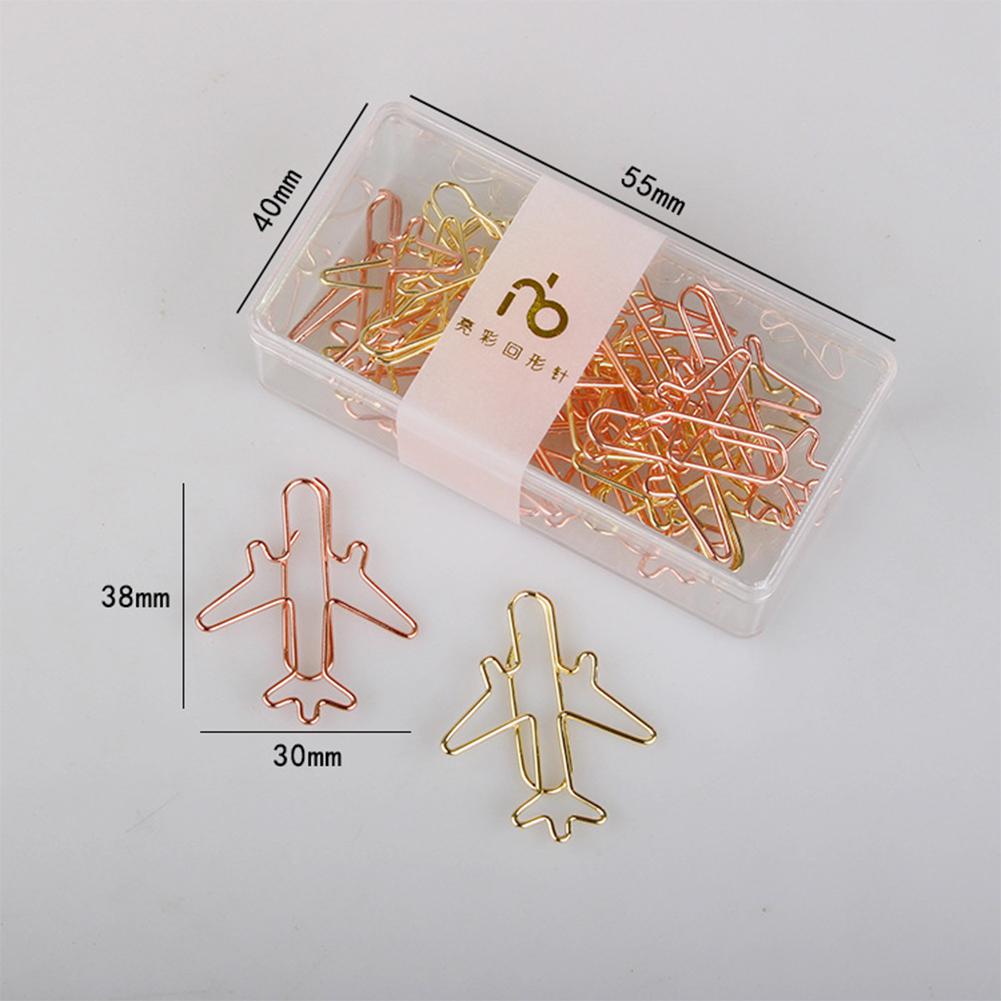 12pcs/lot golden airplane shape paper clip material escolar bookmarks for books stationery school supplies papelaria child r20