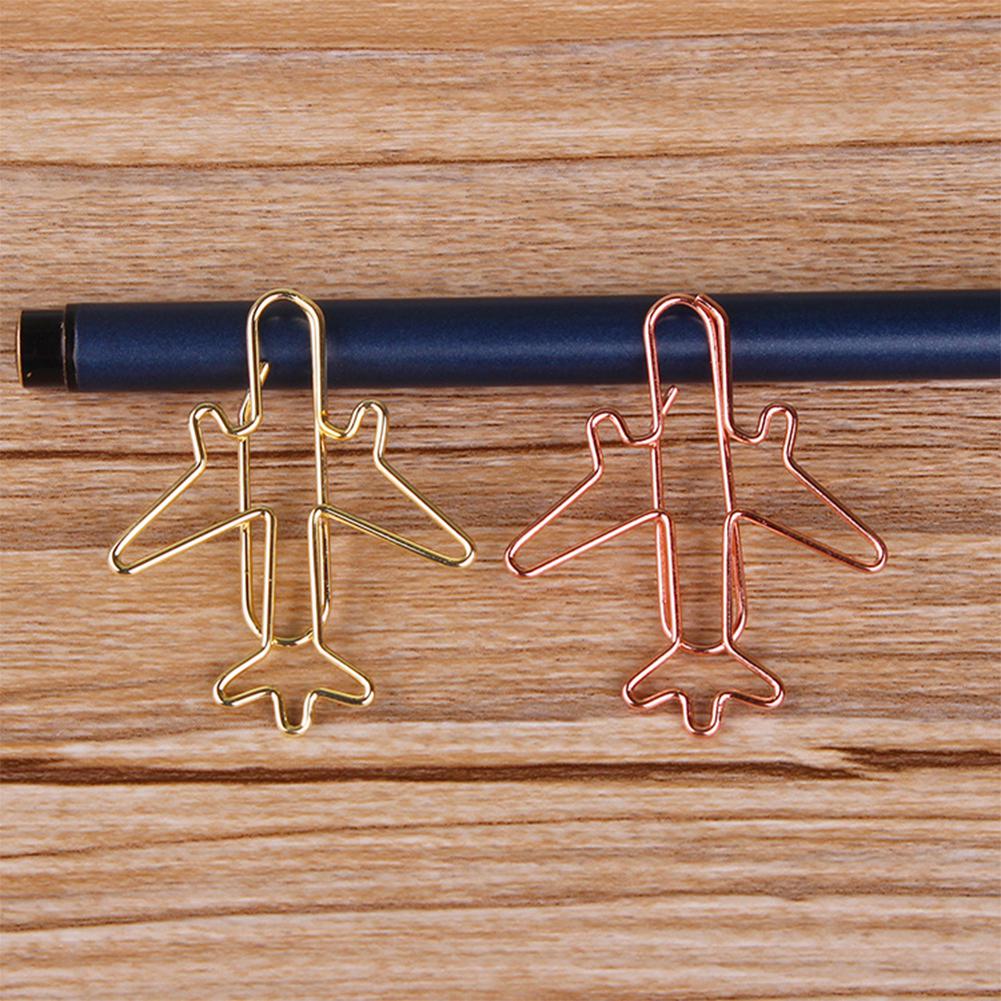 12pcs/lot golden airplane shape paper clip material escolar bookmarks for books stationery school supplies papelaria child r20