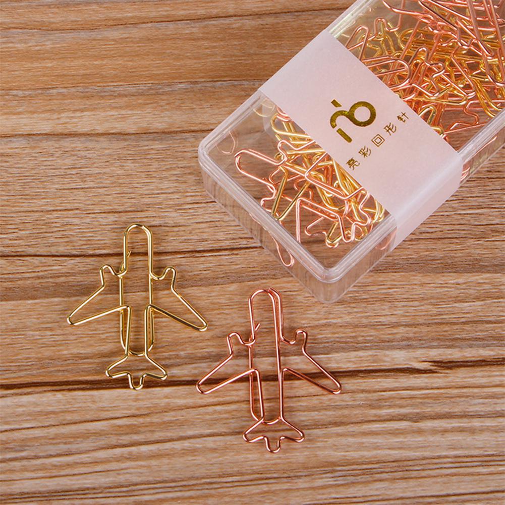 12pcs/lot golden airplane shape paper clip material escolar bookmarks for books stationery school supplies papelaria child r20