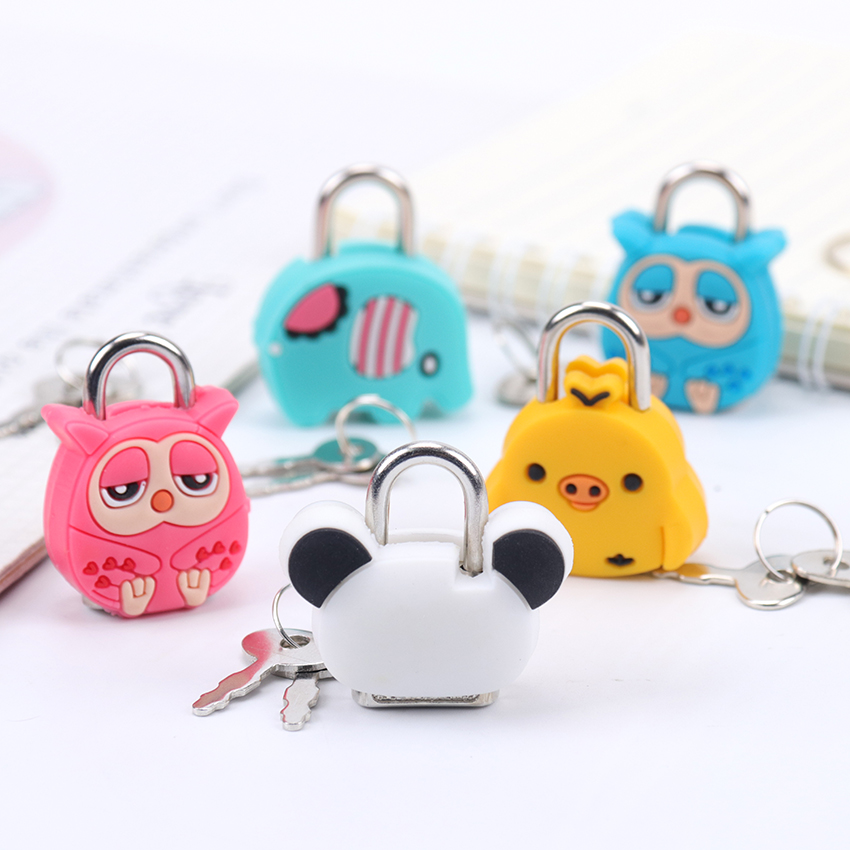 1PC New Stationery Accessories Cute Cartoon Kawaii Animals Luggage Bag Metal Lock Journal Diary Book Lock