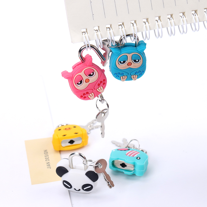 1PC New Stationery Accessories Cute Cartoon Kawaii Animals Luggage Bag Metal Lock Journal Diary Book Lock