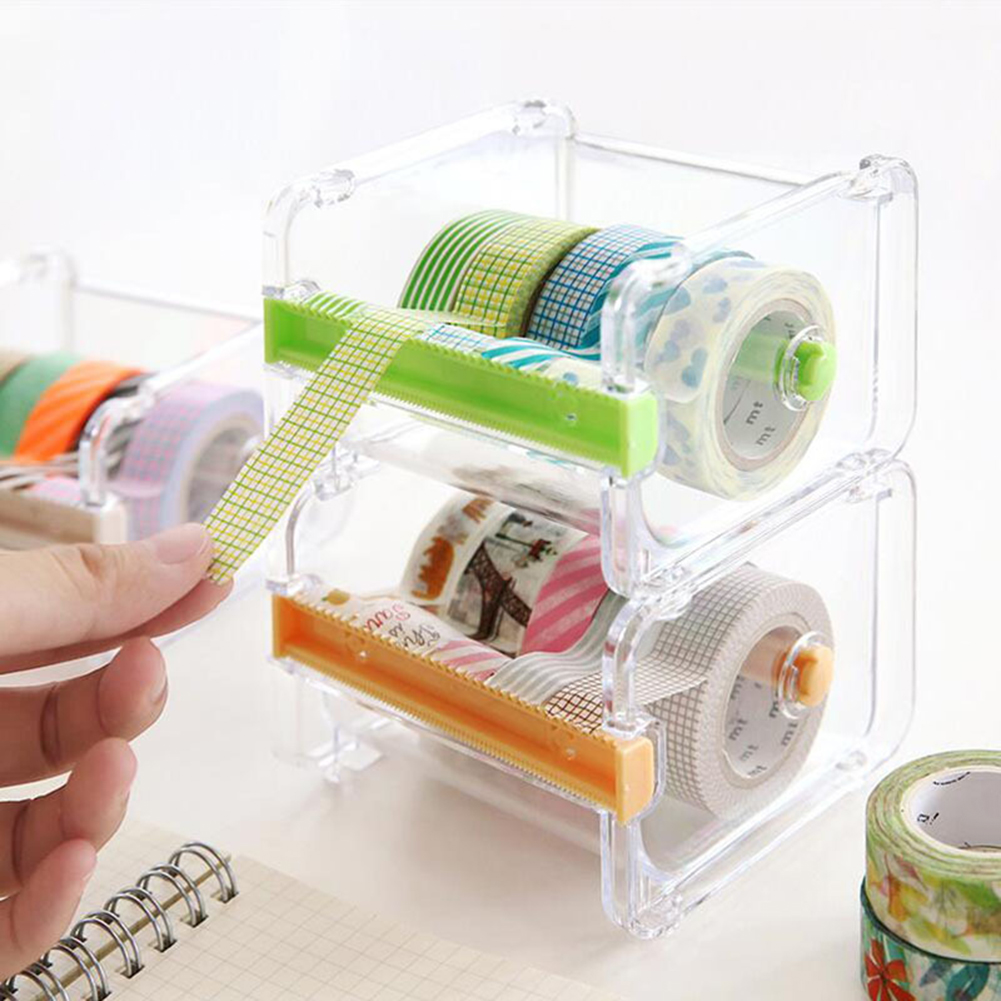 Creative Desktop Paper Tape Cutter Holder Dispenser Craft Office Stationery Box