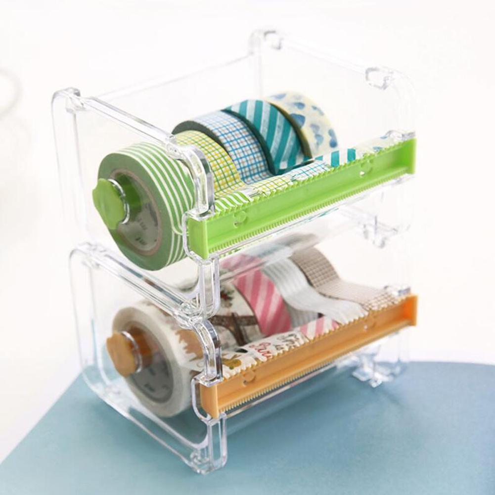 Creative Desktop Paper Tape Cutter Holder Dispenser Craft Office Stationery Box