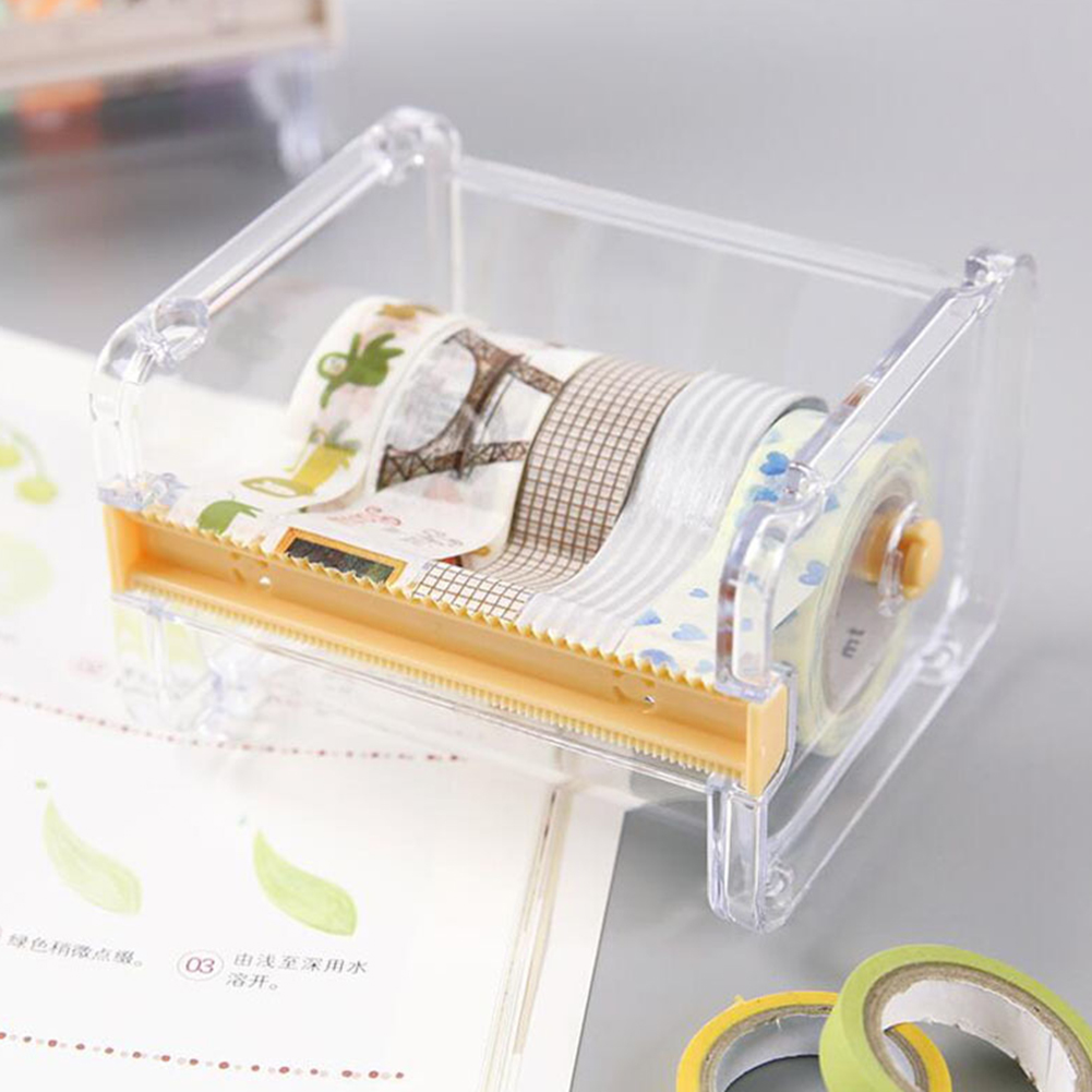 Creative Desktop Paper Tape Cutter Holder Dispenser Craft Office Stationery Box