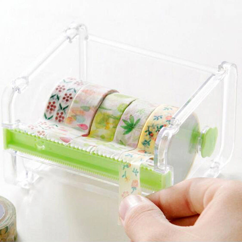 Creative Desktop Paper Tape Cutter Holder Dispenser Craft Office Stationery Box