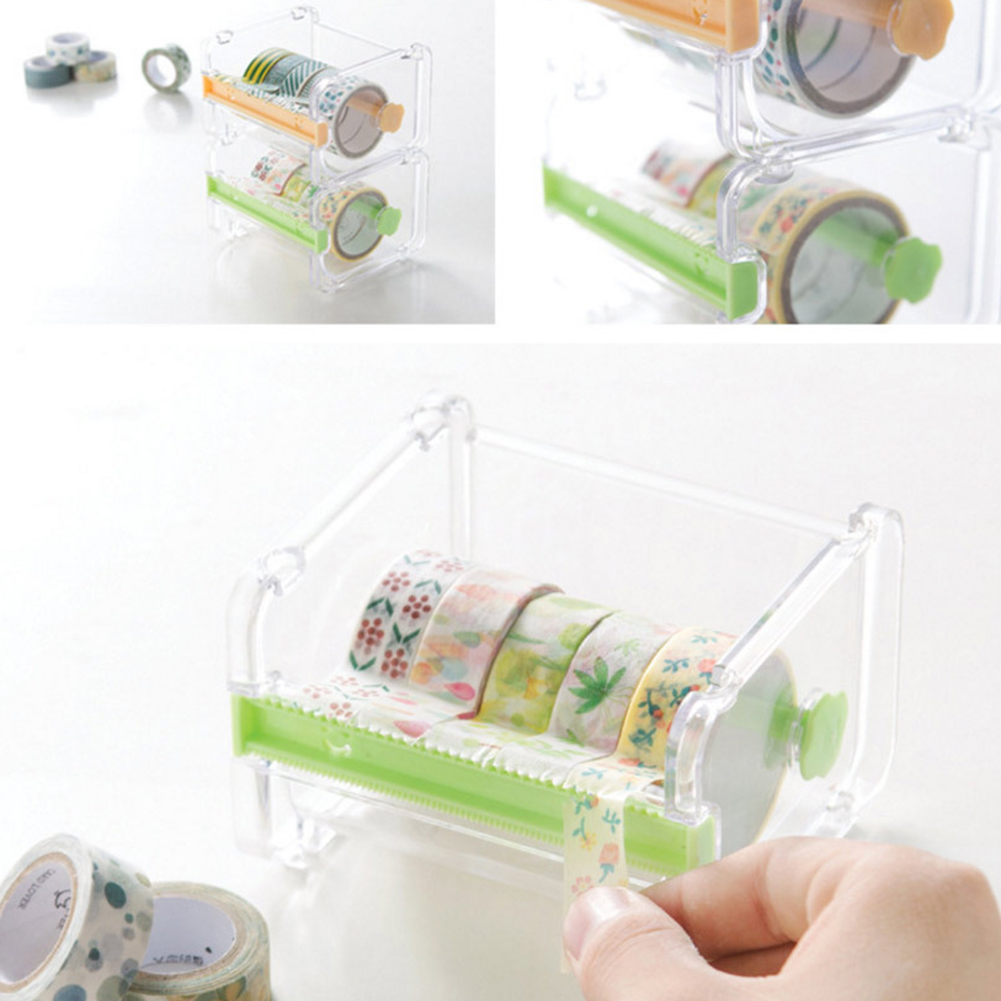 Creative Desktop Paper Tape Cutter Holder Dispenser Craft Office Stationery Box