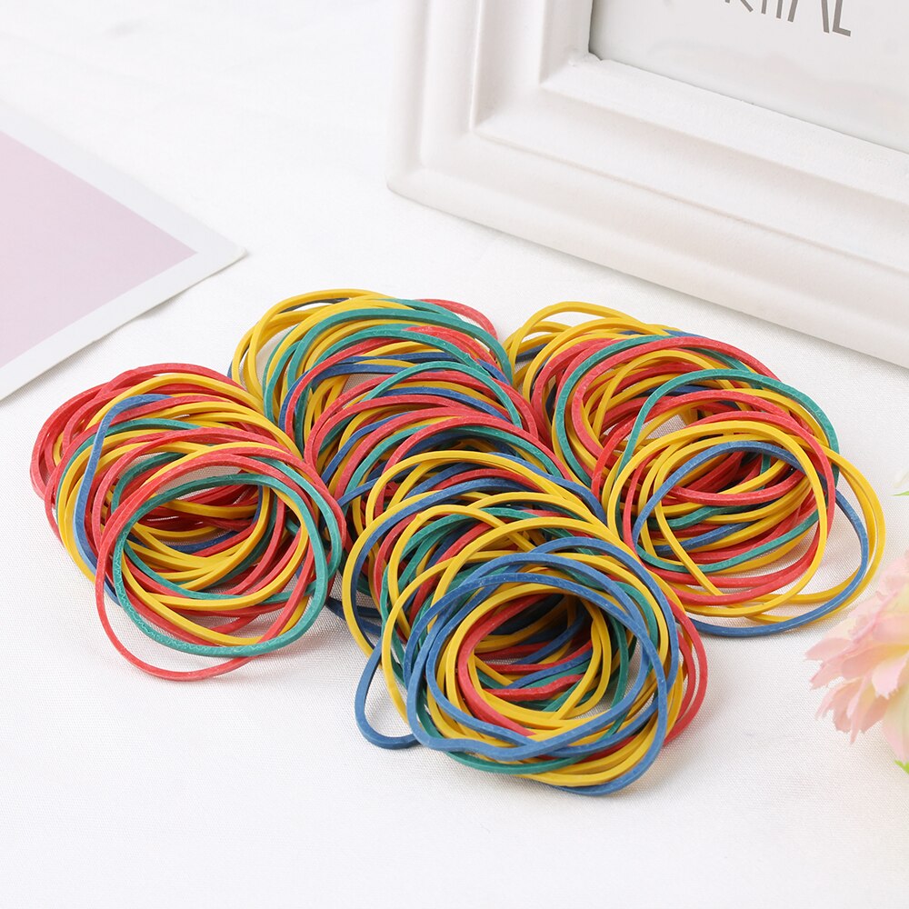 50g/bag Colorful Nature  Rubber Ring Stationery Holder Thermostability Bands Strong Elastic Hair Band Loop Office Pack Supplies