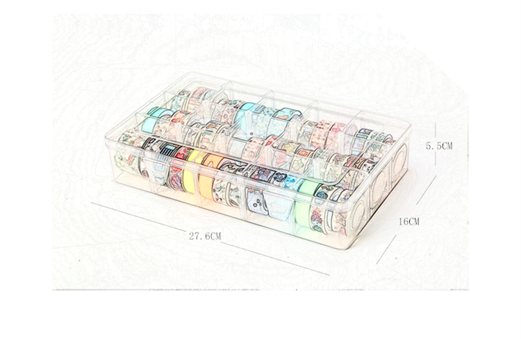 PP Transparent Washi Tape Box Stationary Storage Box Washi Tape Set Tools Scrapbooking Stationery Accessories