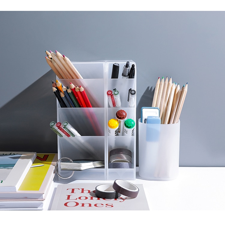 Creative Multifunctional 4 Grid Desktop Organizer Pen Holder Makeup Storage Box School Office Accessories Stationery