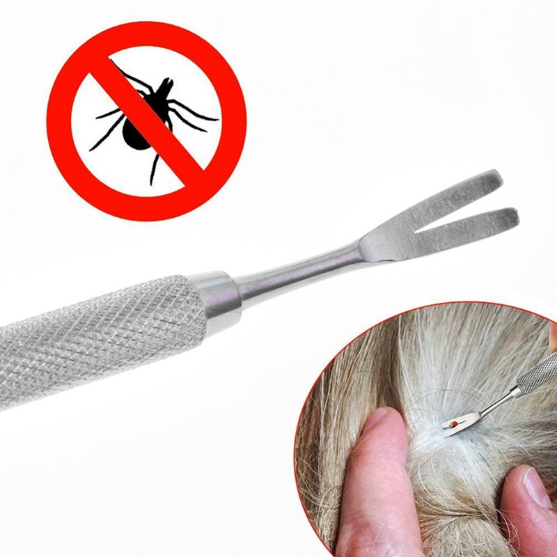 2 in 1 Pet Dog Flea Treatment Tick Removal Hand Tool Set Multi-functional Fork Tweezers Clip Dog Cat Treatment Gadgets