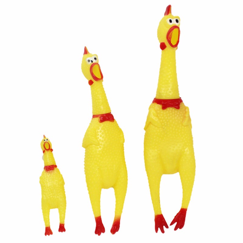 30cm 17cm 41cm Rubber Screaming Chicken Squeeze Squeaker Chew Sound Pets Toy Dog Toys Shrilling Decompression Funny Gadgets