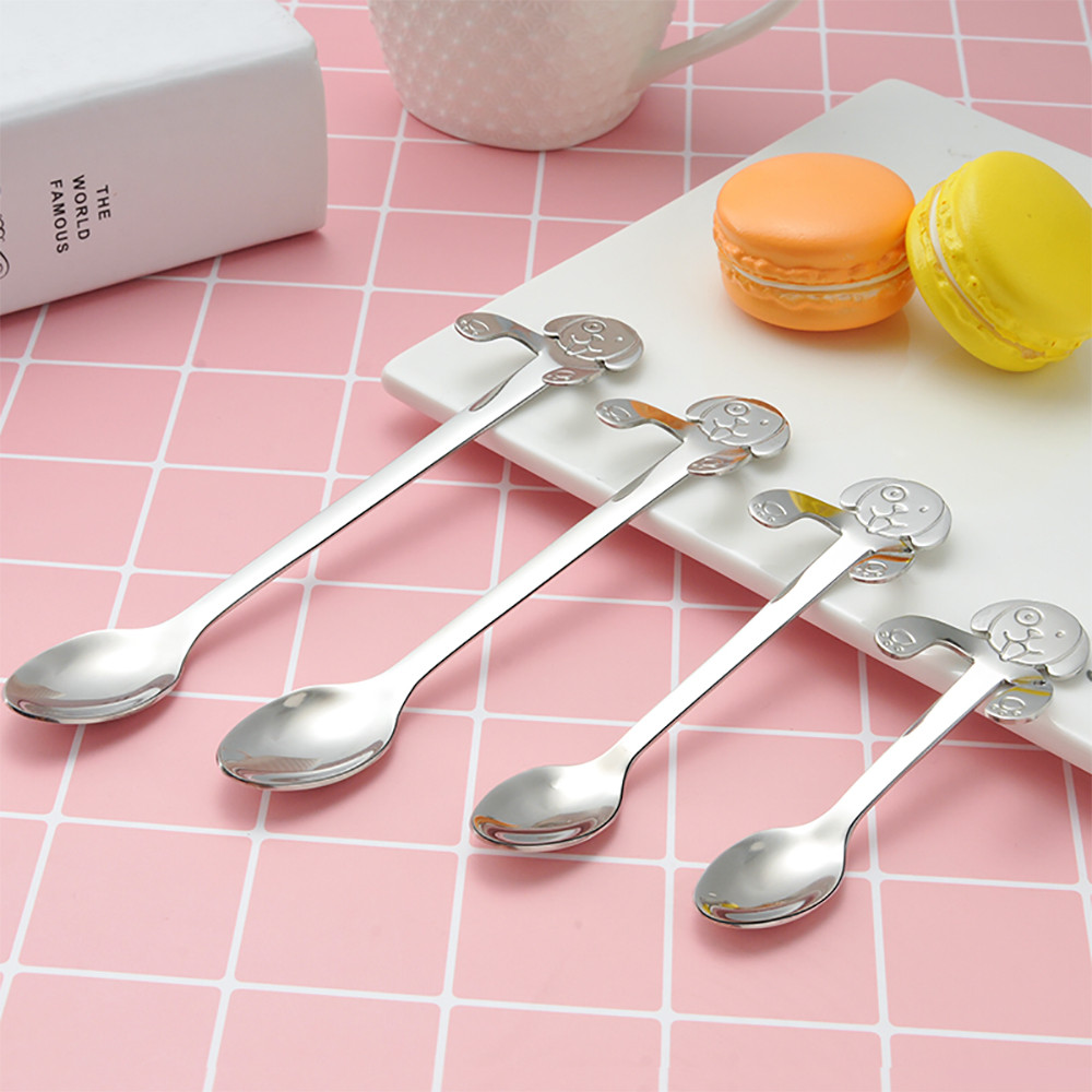 Cute Dog Spoon Long Handle Spoons Flatware Coffee Drinking Tools Kitchen Gadget Handle Spoons Flatware Coffee Drinking Tools#T2