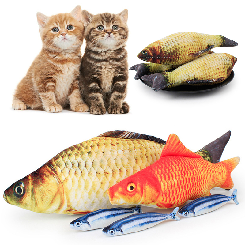 Soft Fish Shape Cat Chewing Toys Funny Pets Interactive Mint Grass Pillow Kitten Teaser Gadgets Cat Nip Scratch Simulation Toys