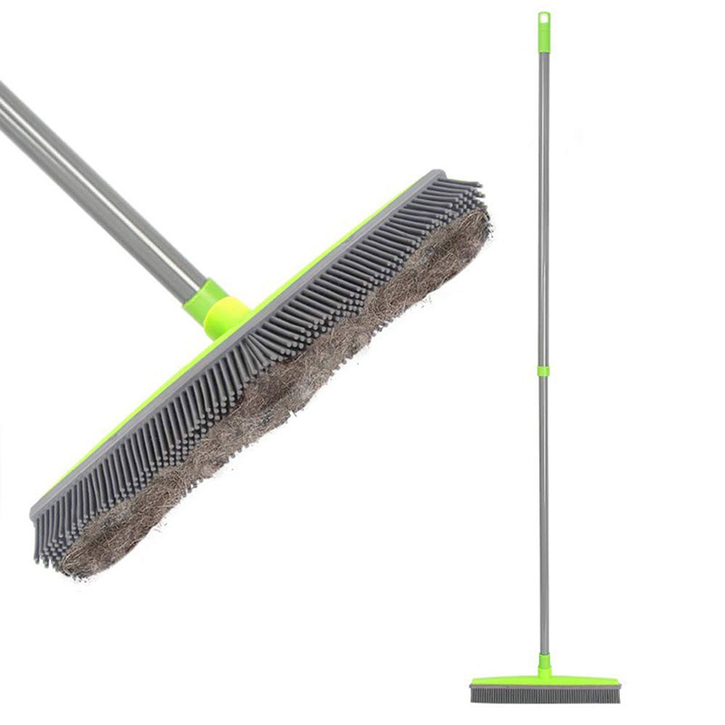 Rubber Broom Hair Lint Removal Device Telescopic Bristles Magic Clean Sweeper Squeegee Bristle Long Push Broom Outdoor gadget