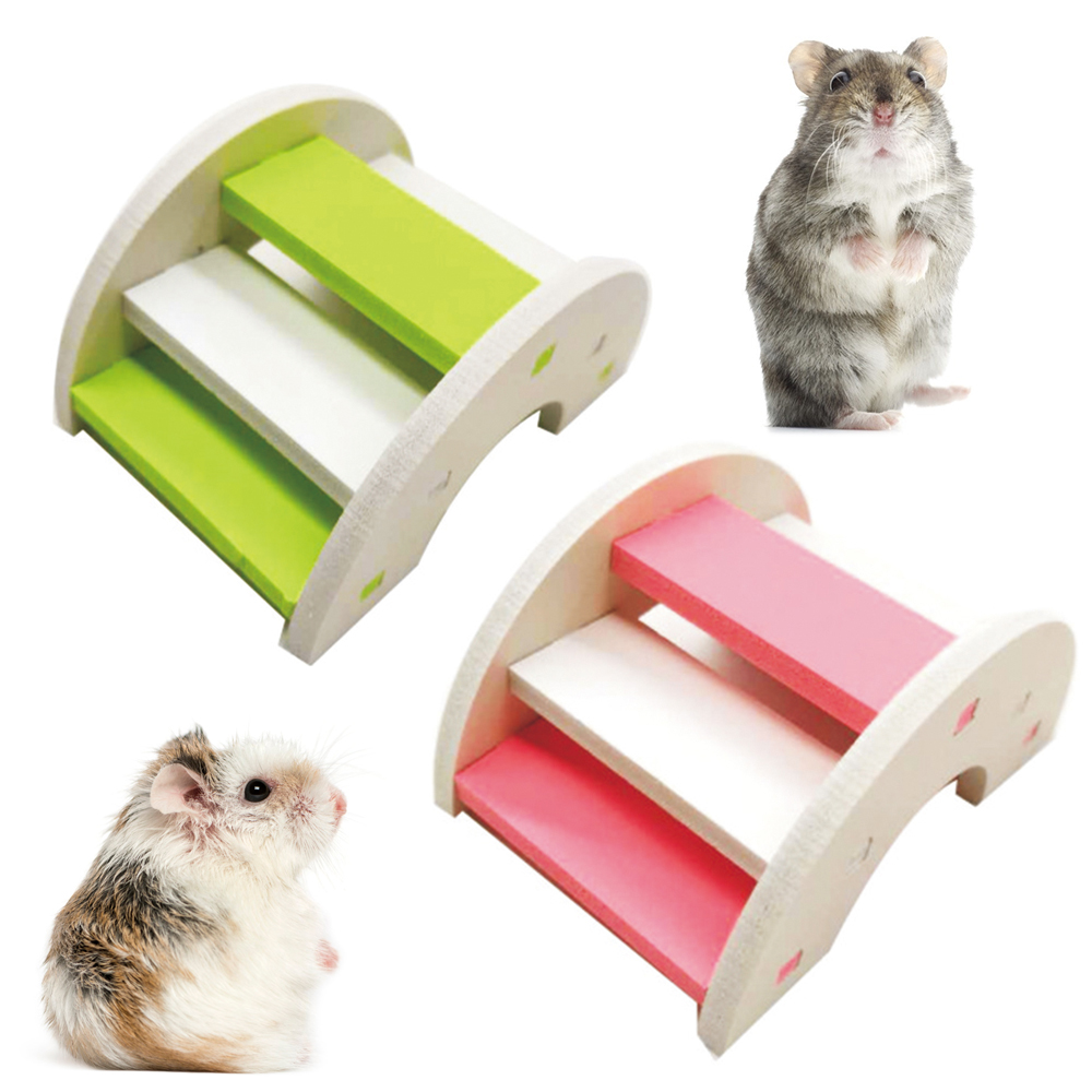 Cute Parrot Hamster Swing Hanging Gadget Wooden Cage Hamster Toy Chinchilla Amuse Mouse Pet  Bridge Accessories Supplies