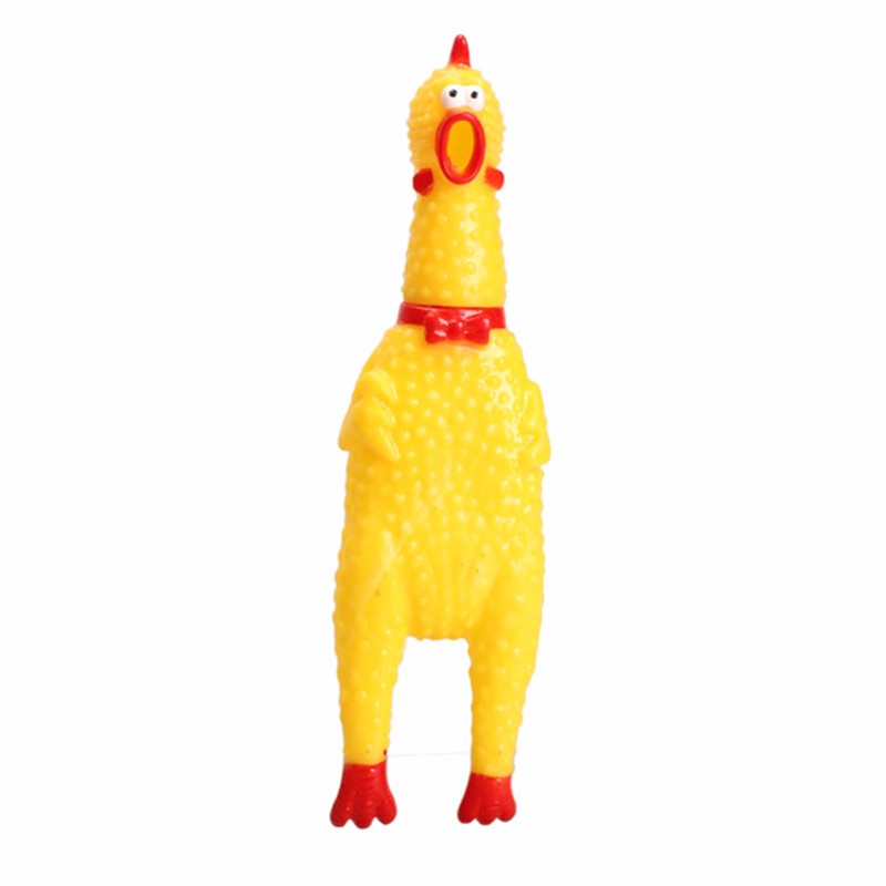 Funny Dog Gadgets Novelty Yellow Rubber Chicken Pet Dog Toy Novelty Squawking Screaming Shrilling Chicken for Cat Pet Supplies
