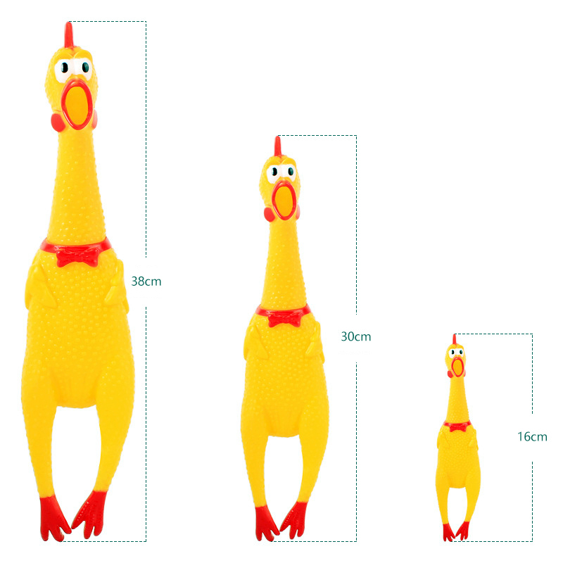 Funny Dog Gadgets Novelty Yellow Rubber Chicken Pet Dog Toy Novelty Squawking Screaming Shrilling Chicken for Cat Pet Supplies