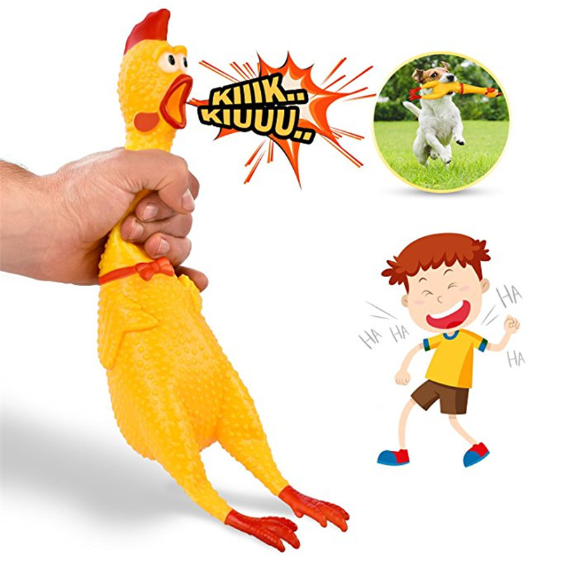 Pets Dog Toys Durable & Funny Screaming Yellow Rubber Chicken Squeeze Sound Toy Chew Toy Funny Gadgets For Puppy T164