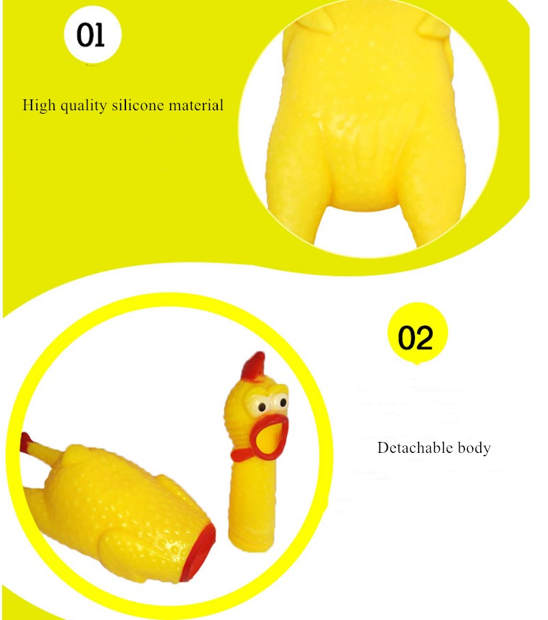 Cute Pet Dog Toy Yellow Screaming Rubber Chicken Squeeze Sound Dog Chew Squeaking Exhaust Toy Decompression Vent Fun Gadgets