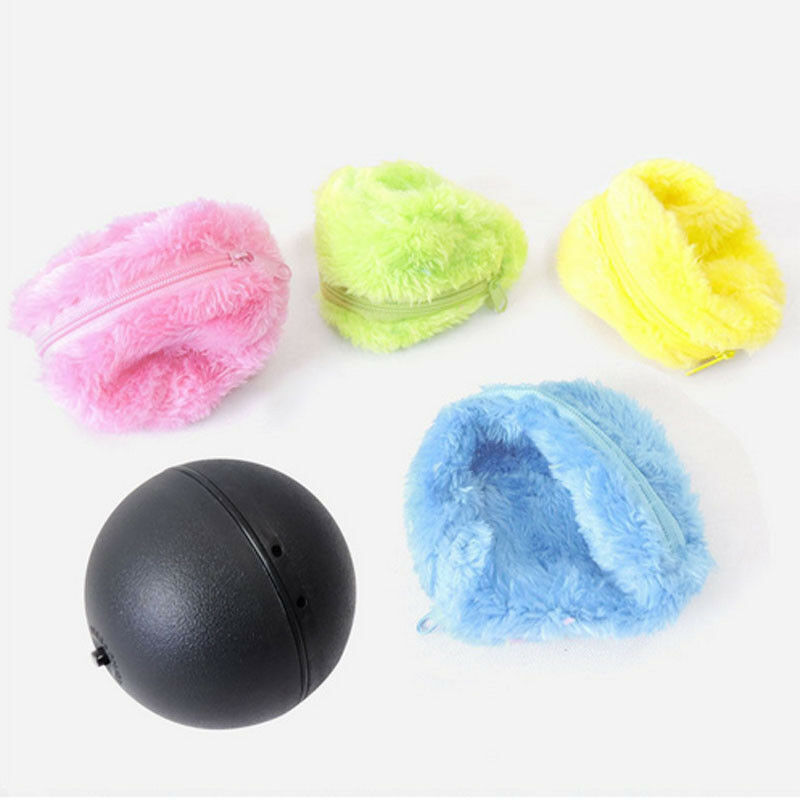 Pet Puppy Kitty Electric Toys Ball Automatic Pet Ball Plush Floor Clean Gadget Automatically Change Direction,Irregular Rolling