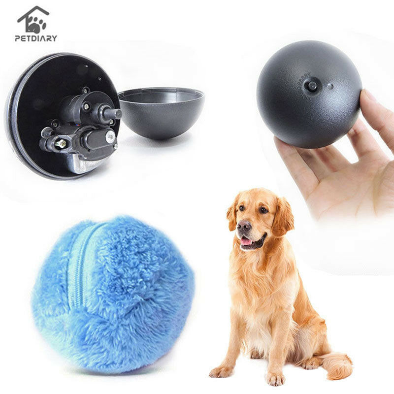 Pet Puppy Kitty Electric Toys Ball Automatic Pet Ball Plush Floor Clean Gadget Automatically Change Direction,Irregular Rolling