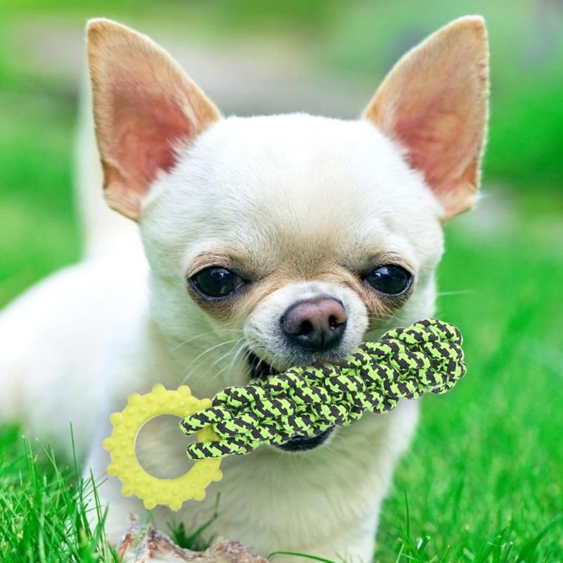 8pcs Green Cotton Rope Puppy Toy Set Delicate Dog Molar Bite Resistant Toy Pet Supplies Necessary Pet Decompression Gadgets