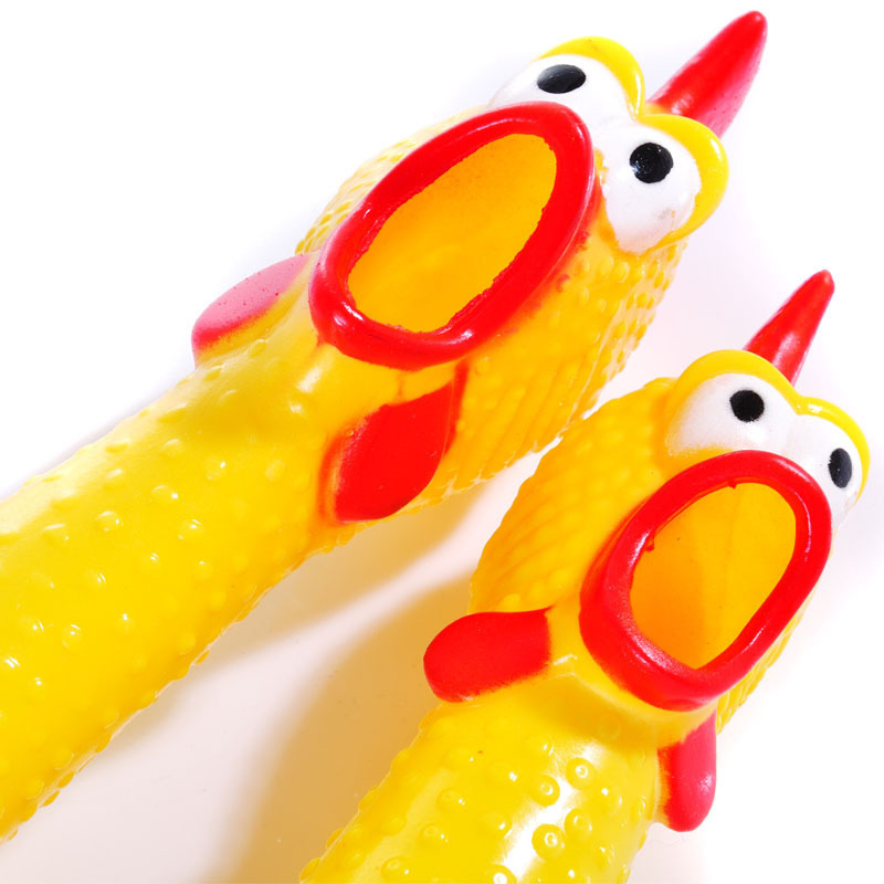 Yellow Rubber Screaming Chicken Pet Dog Decrease Stress Prank Toys Squeak Squeaker Chew Supplies Vent chicken Funny Gadgets