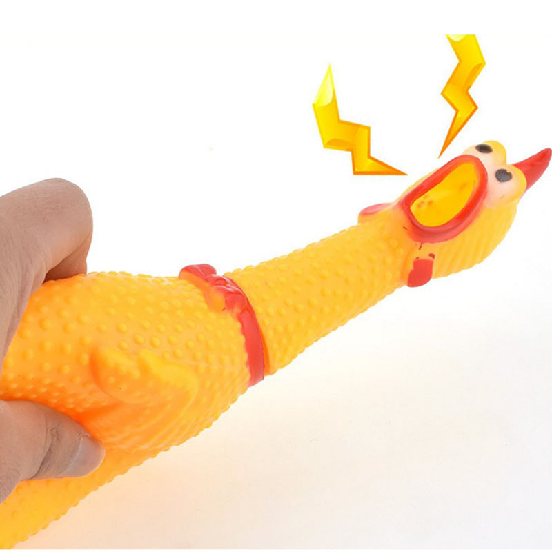 Yellow Rubber Screaming Chicken Pet Dog Decrease Stress Prank Toys Squeak Squeaker Chew Supplies Vent chicken Funny Gadgets