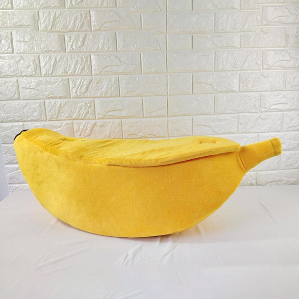 Cute Banana Shape Warm Pets Bed House Dog Puppy Mat Basket Cozy Cat Nest Kennel Ultra-soft Short Plush Necessary Pet Gadgets