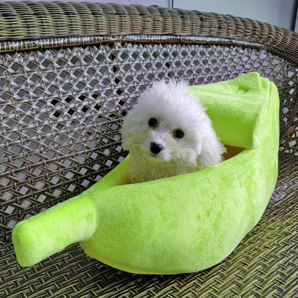 Cute Banana Shape Warm Pets Bed House Dog Puppy Mat Basket Cozy Cat Nest Kennel Ultra-soft Short Plush Necessary Pet Gadgets