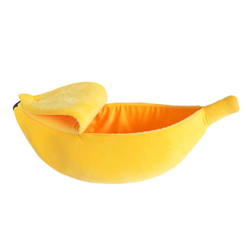 Cute Banana Shape Warm Pets Bed House Dog Puppy Mat Basket Cozy Cat Nest Kennel Ultra-soft Short Plush Necessary Pet Gadgets