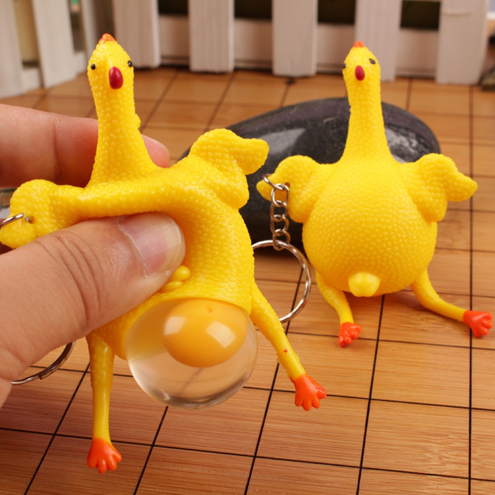 Funny Tricky Chicken Parody Toy Ventilation Hens Eggs Stress Keyring Ball Gadgets Stress Relief Toys Dog Toys #