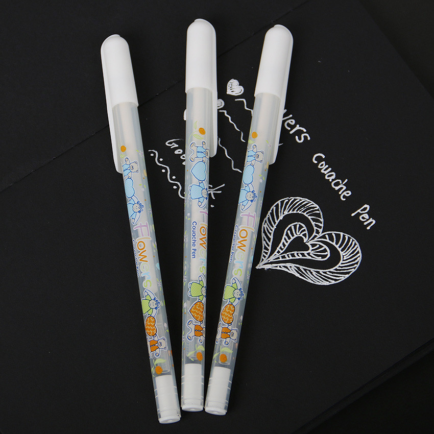 White Ink Color Photo Album 0.8MM Gel Pen Cute Unisex Pen Gift For Kids Stationery Office Learning School Supplies