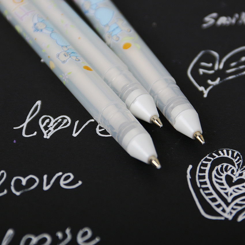 White Ink Color Photo Album 0.8MM Gel Pen Cute Unisex Pen Gift For Kids Stationery Office Learning School Supplies