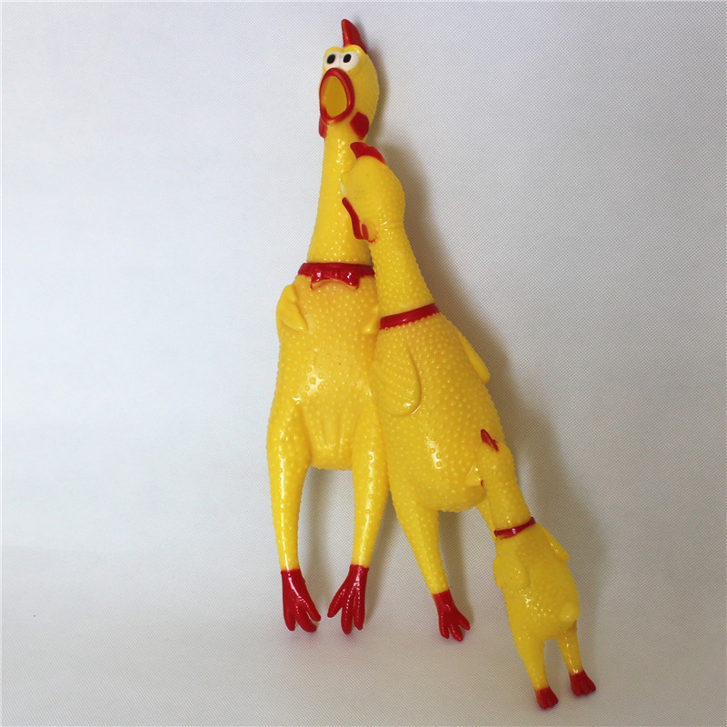 Funny dog gadgets novelty Yellow Rubber Chicken Pet Dog Toy Novelty Squawking Screaming Shrilling chicken for Cat Pet