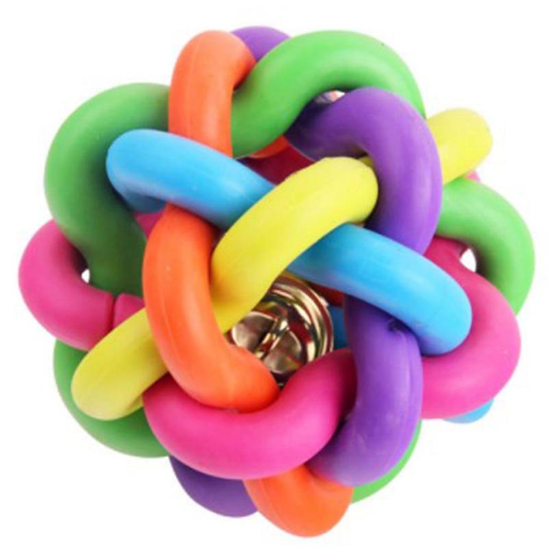 Interactive Toy Colorful Rubber Round Bell Ball Lightweight for Chewing Playing Pet Supplies Necessary Decompression Gadgets