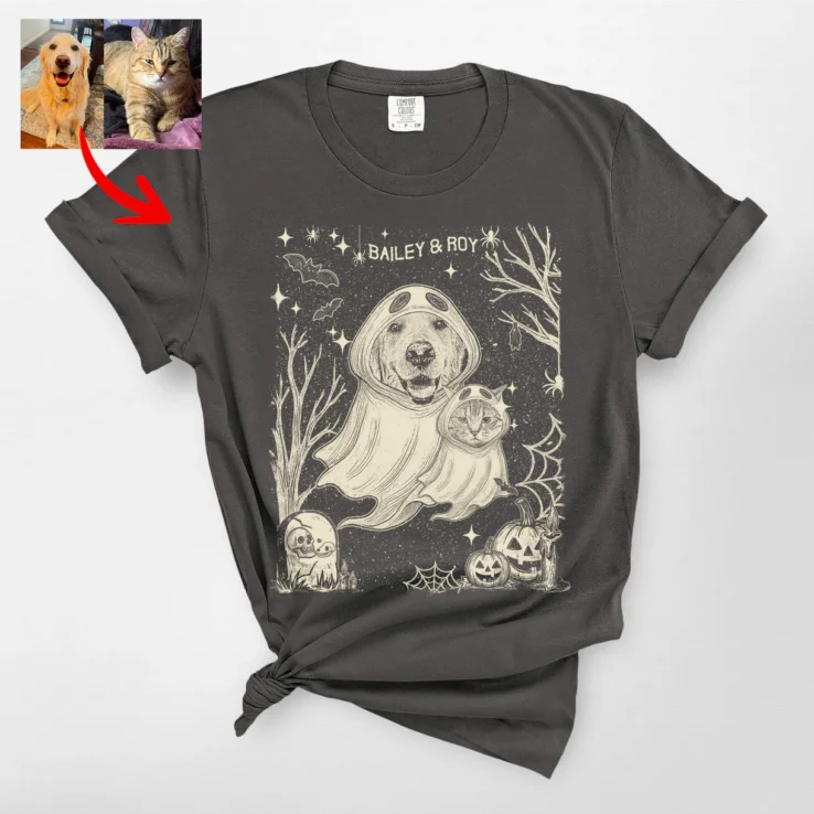 Custom Gothic Ghost Dog Comfort Colors T-Shirt