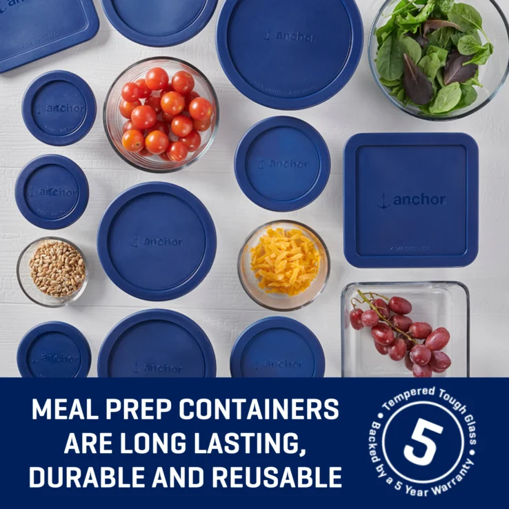 Anchor Hocking Glass Food Storage Containers with Lids, 30 Piece Set