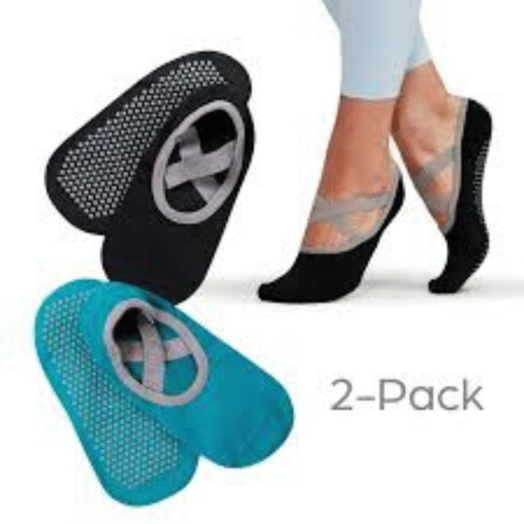 Gaiam Grippy Yoga Barre Socks, 2 Pack, Multicolor, one size fits most.
