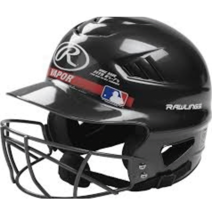 Rawlings Vapor Molded Youth Batting Helmet With Face Guard, Black