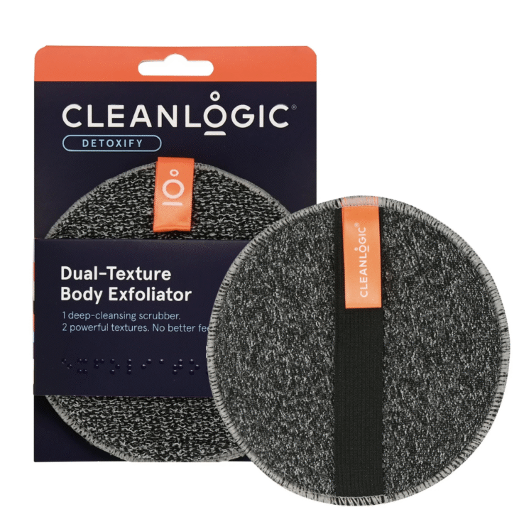 Cleanlogic Exfoliating Body Scrubber, Charcoal-Infused Dual-Texture Shower Exfoliator, 1 Count