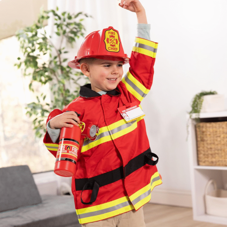 Melissa & Doug Fire Chief Role Play Costume Dress-Up Set, Pretend Play Firefighter Outfit
